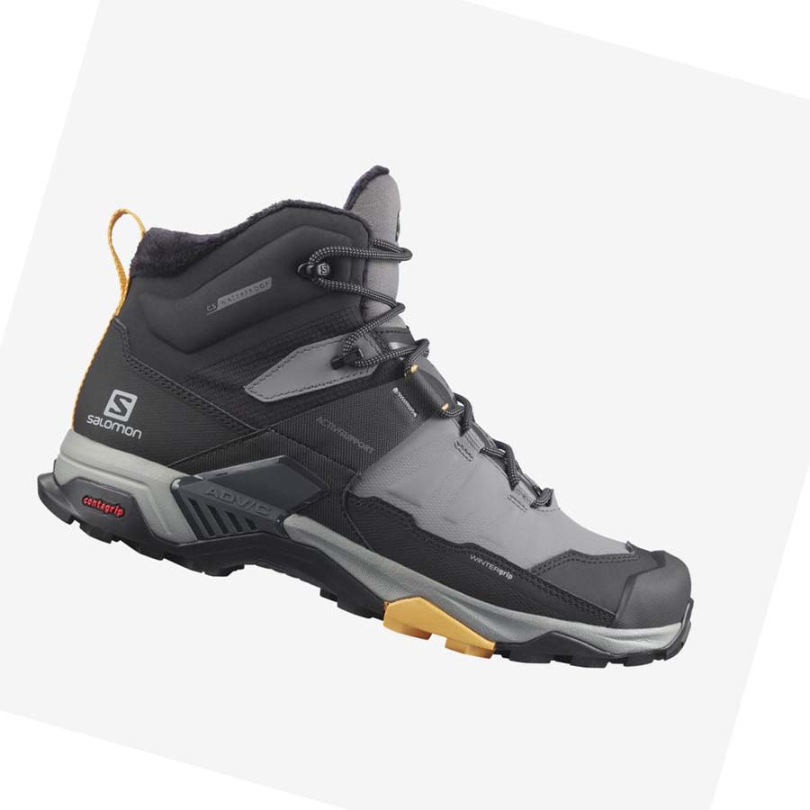 Salomon X ULTRA 4 MID WINTER THINSULATE™ CLIMASALOMON™ WATERPROOF Erkek Kışlık Botlar Siyah Gri | TR 3376XYU